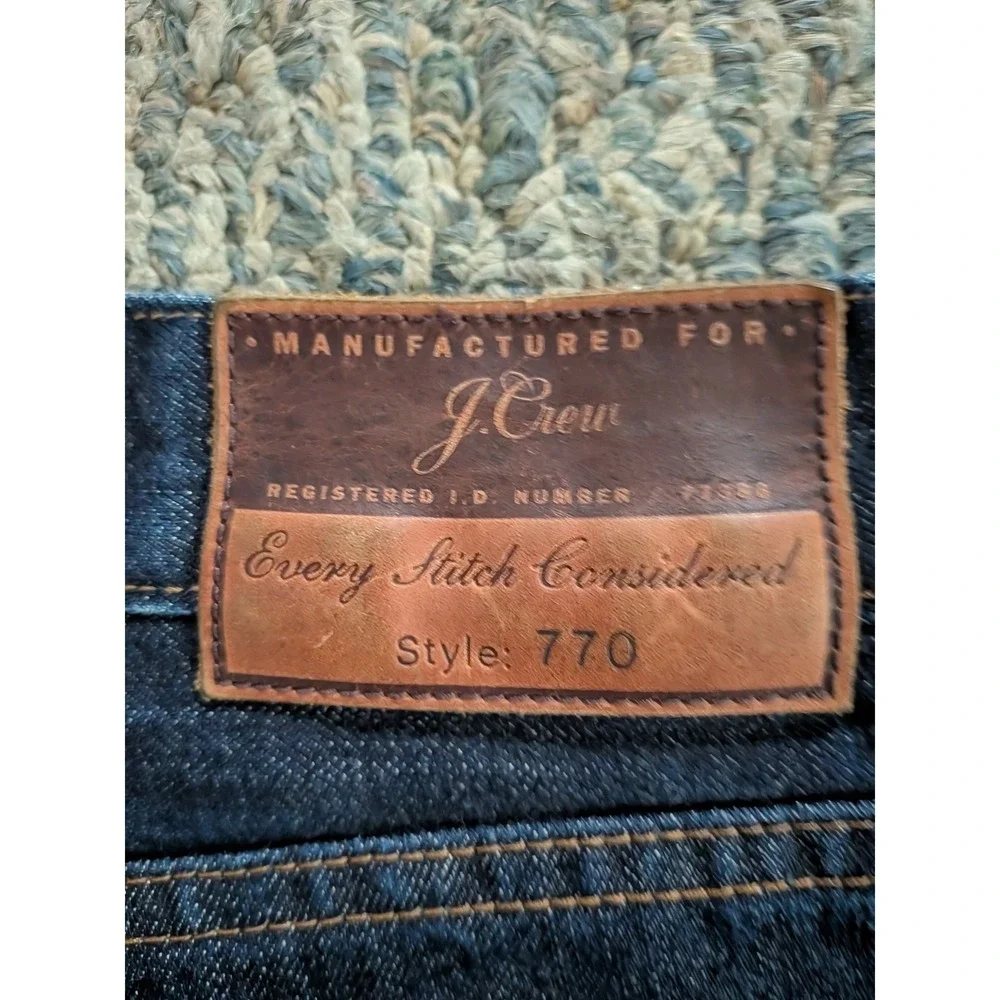 J.Crew 770 Straight Flannel Lined Japanese Kaihara Denim Jeans 31x32 Dark Wash